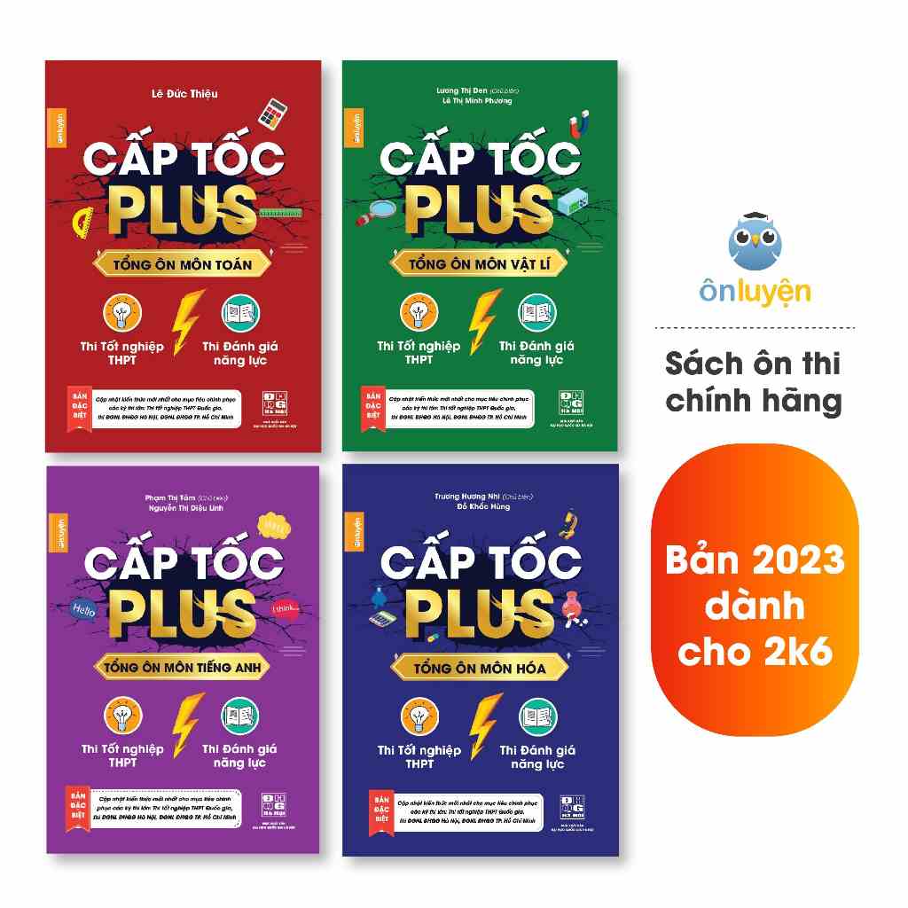 Sách-Combo 4 cuốn Cấp tốc Plus môn Toán,Lí, Hóa, Anh dùng ôn thi THPT, ĐGNL HN và HCM