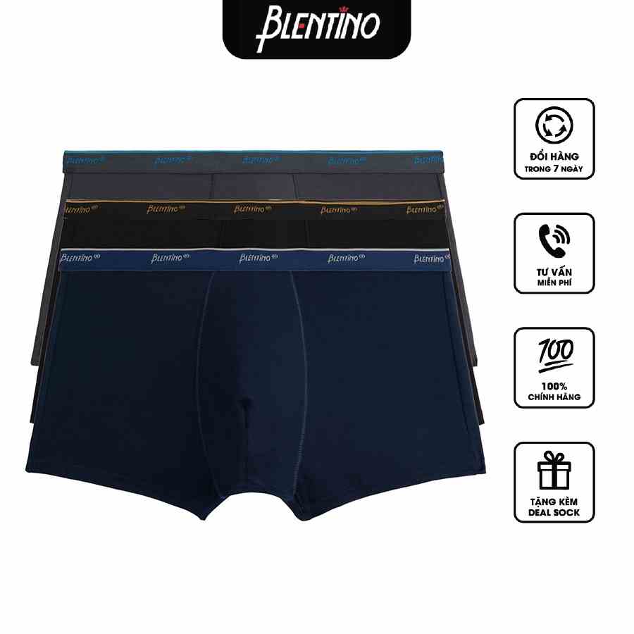 [Mã BMLTA35 giảm đến 35K đơn 99K] Combo 3 Quần Lót Nam Boxer Blentino BL-D08 Co Giãn, Không Bai, Không Xù