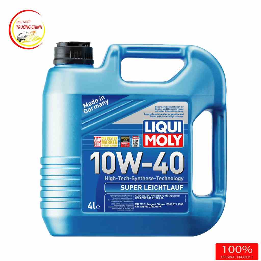 [Mã BMLTB200 giảm đến 100K đơn 499K] Nhớt Liqui Moly Super Leichlauf 10W40 can 4L dành cho xe ô tô - xe ga