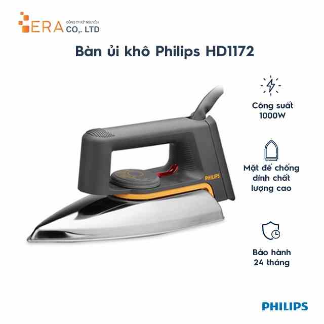 [Mã BMLTA35 giảm đến 35K đơn 99K] Bàn ủi Philips HD1172 (Xám bạc) - Hàng chính hãng