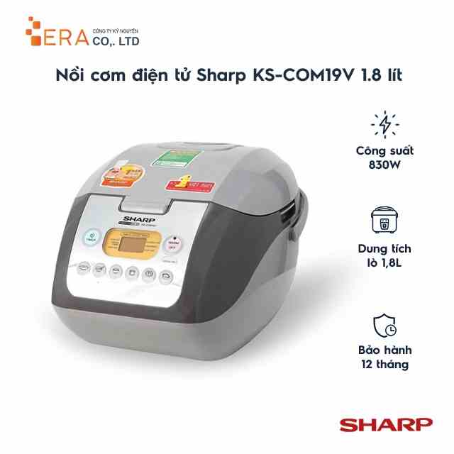 [Mã BMLTA35 giảm đến 35K đơn 99K] Nồi cơm điện tử Sharp KS-COM19V 1.8 lít