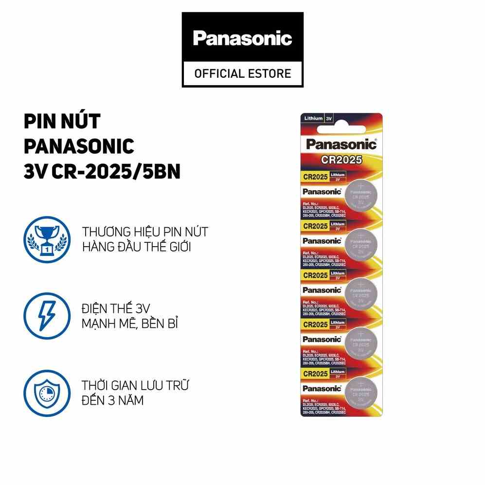 Vỉ 5 viên Pin nút Panasonic 3V CR-2025/5BE