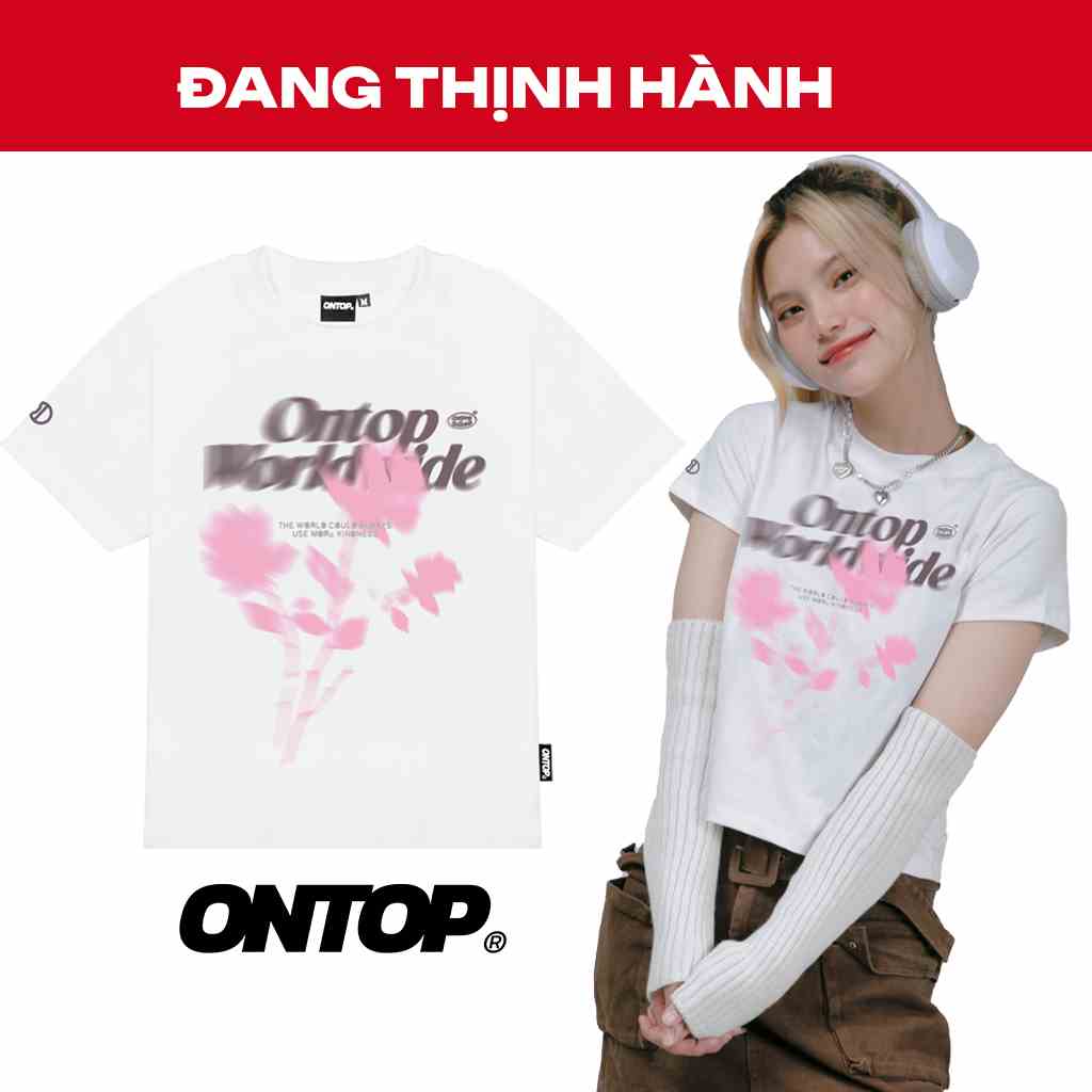 Áo baby tee tay ngắn nữ hoạ tiết độc đáo Pinkish local brand ONTOP | O21-T6