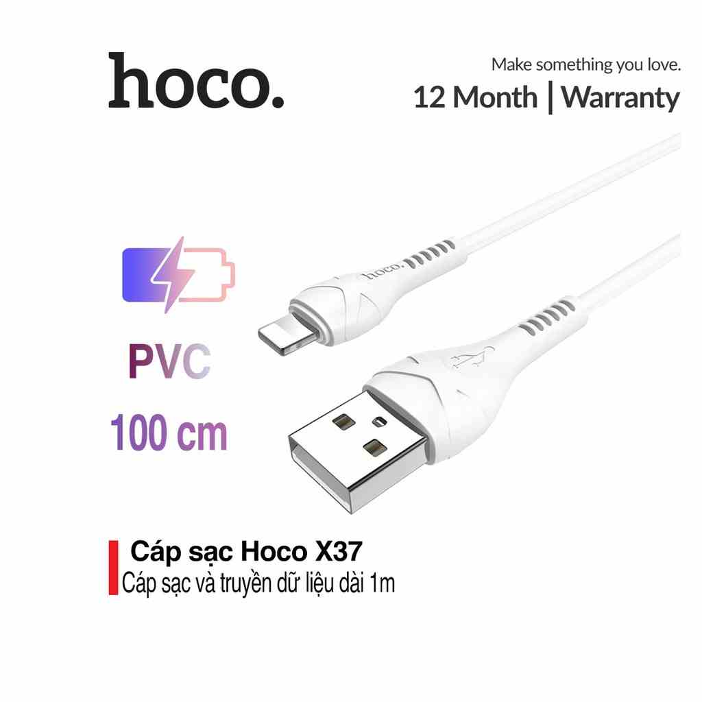 Cáp sạc nhanh và truyền dữ liệu TypeC Lightning Micro Hoco X37 sạc nhanh 3.0A Max dài 1m