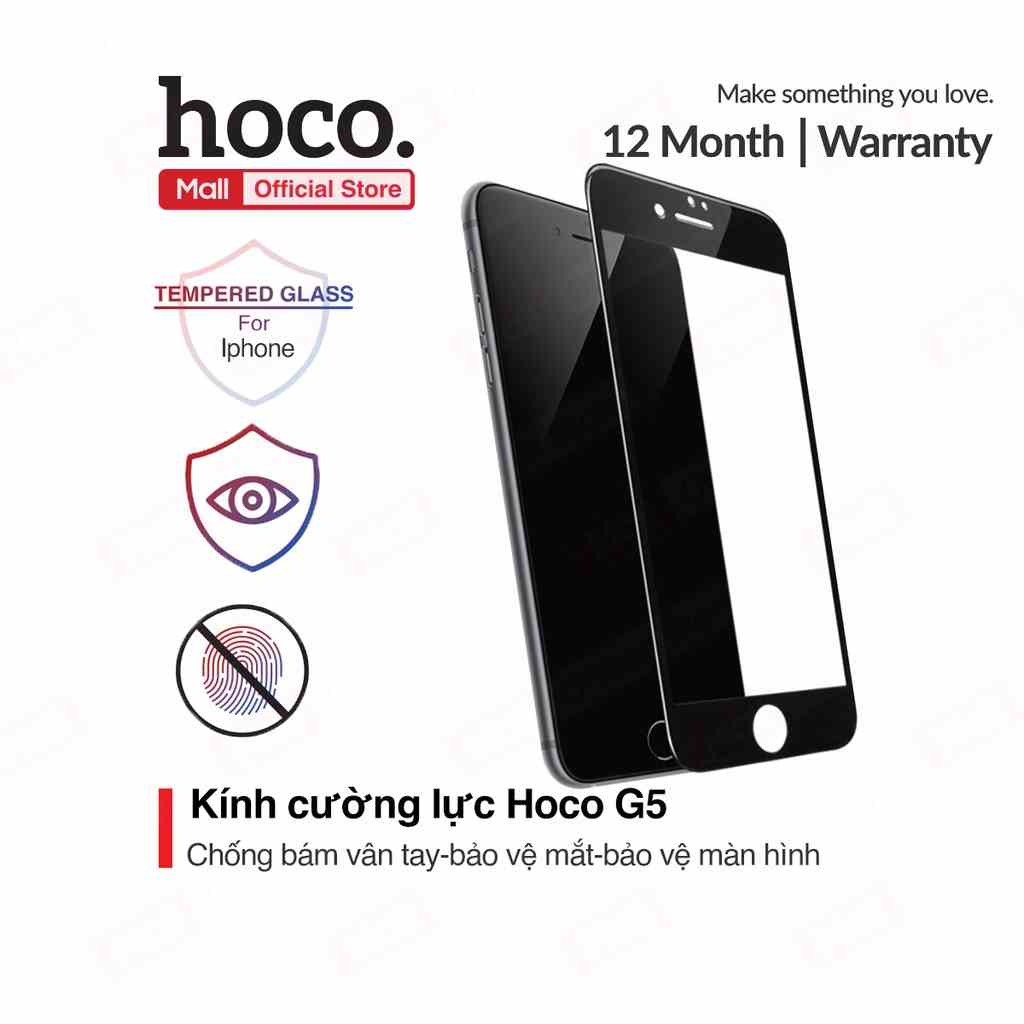 Kính cường lực Hoco G5, chống bám vân tay, bảo vệ mắt, độ cứng 2.5D, dành cho iPhone 7/8 và 7Plus/iPhone8Plus