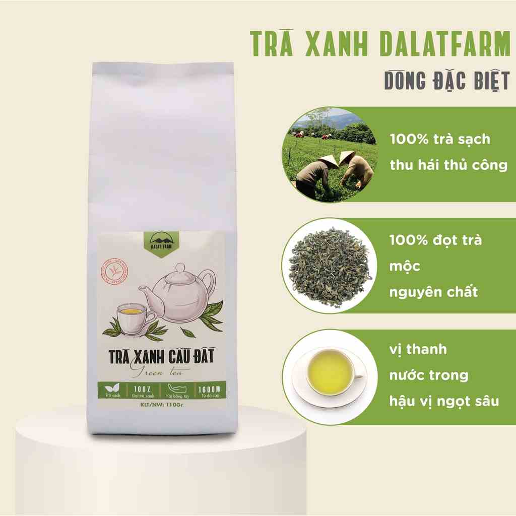 Trà Xanh Cầu Đất Dalat Farm - Túi thiếc 110Gr