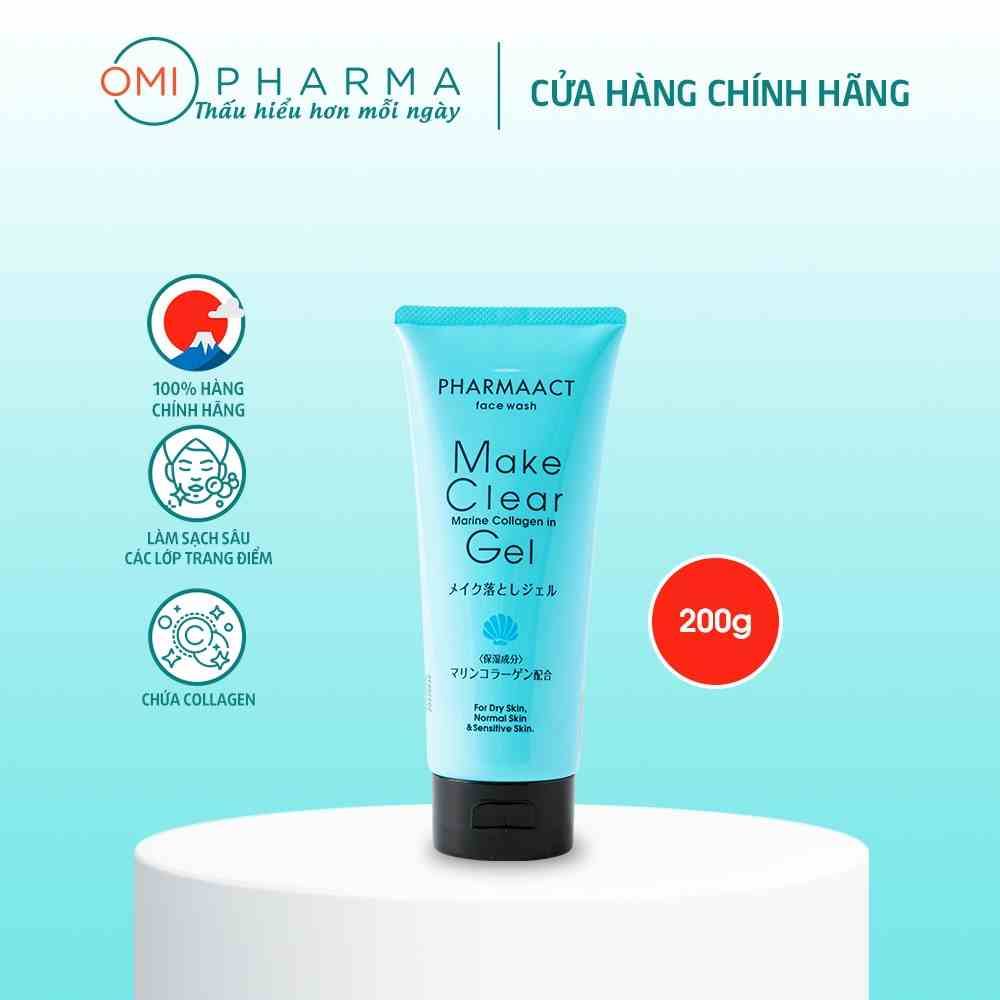 (Date T8/2024) Gel Tẩy Trang Rửa Mặt Pharmaact Make Clear Gel Collagen (200g)