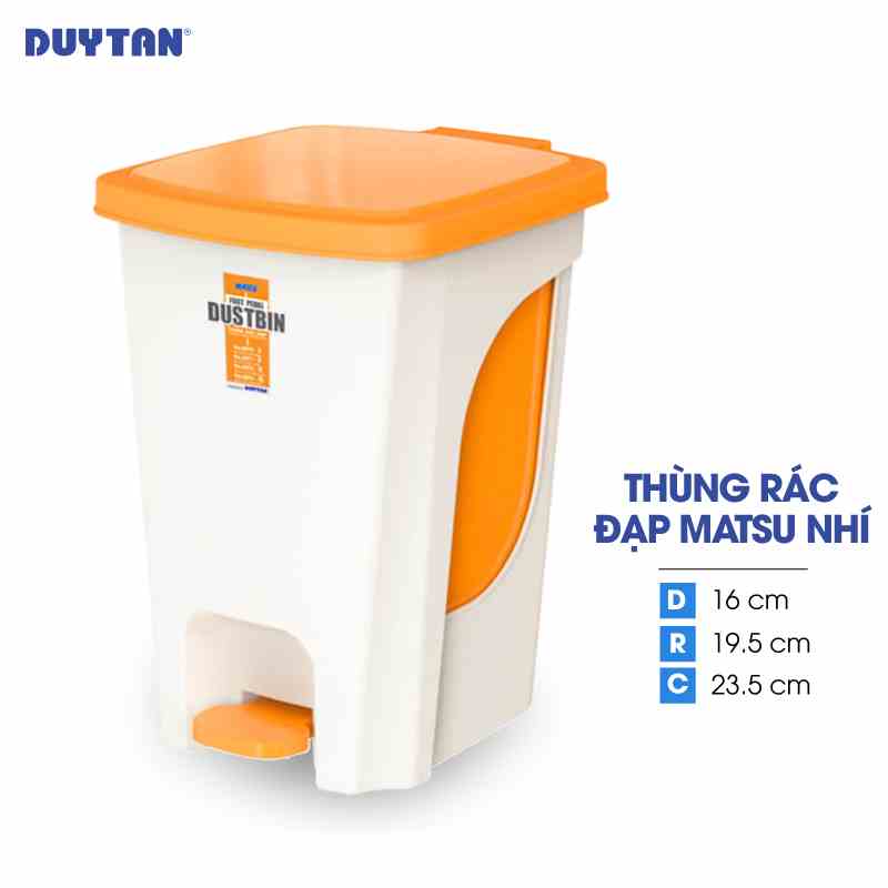 Thùng rác đạp nhí nhựa DUY TÂN Matsu (16 x 19.5 x 23.5 cm) - 02379 - Giao màu ngẫu nhiên