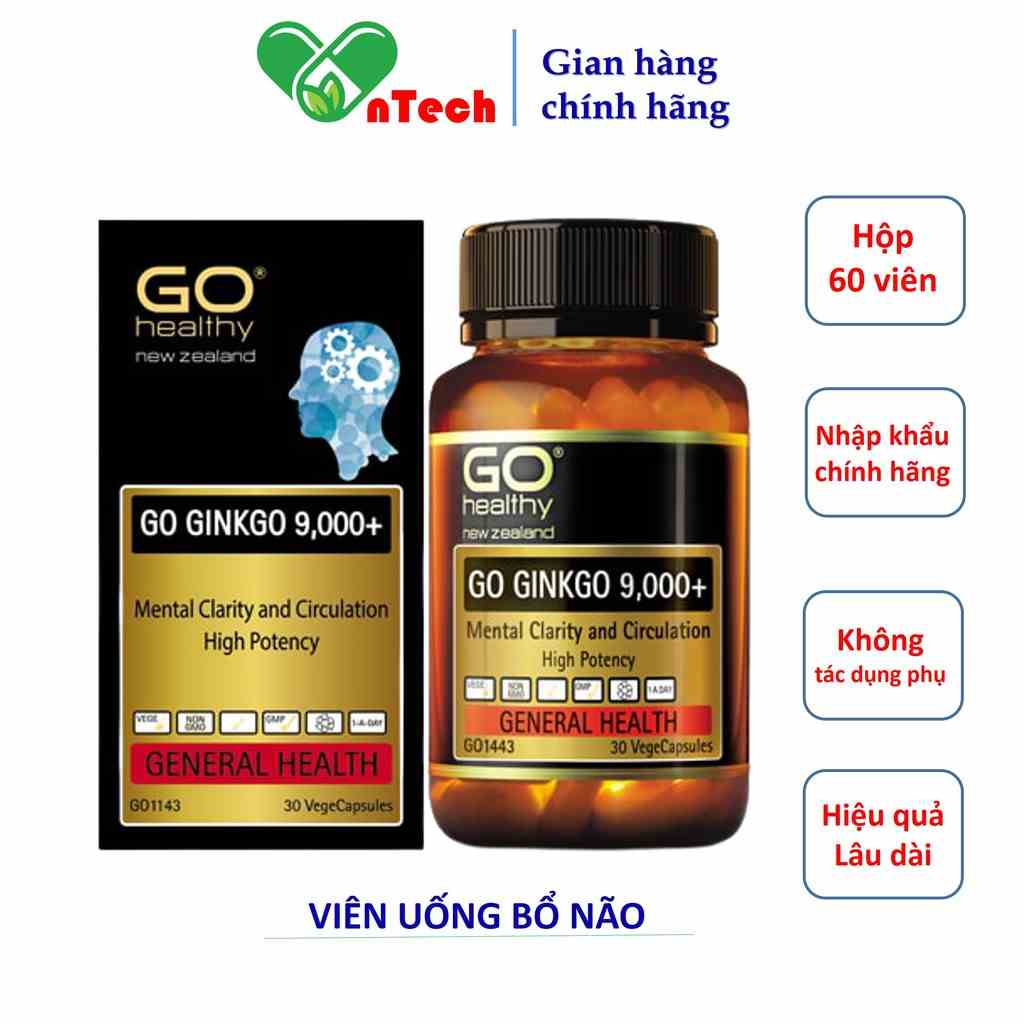 Bổ não Go Healthy Ginkgo 9000+ hoạt huyết dưỡng não tăng cường tuần hoàn não cải thiện trí nhớ tăng khả năng tập trung