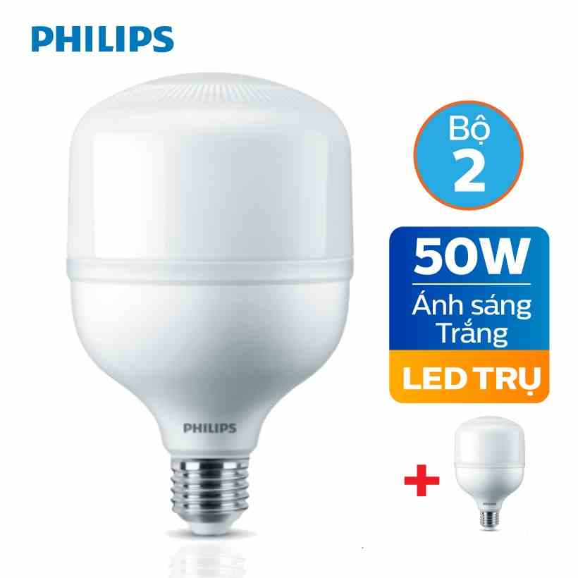 [Mã BMLTA35 giảm đến 35K đơn 99K] Bộ 2 Bóng đèn Philips LED TForce core 50W HB E27- Ánh sáng trắng/ Ánh sáng vàng