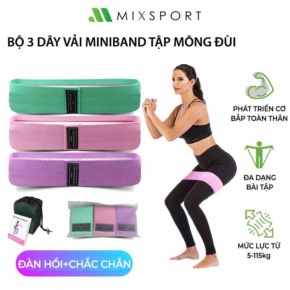 [Mã ICBFRI15 giảm 10% đơn 0đ] Dây Kháng Lực Vải MiniBand Siêu Co Giãn Hỗ Trợ Tập Mông Đùi Hiệu Quả MixSport DTH01