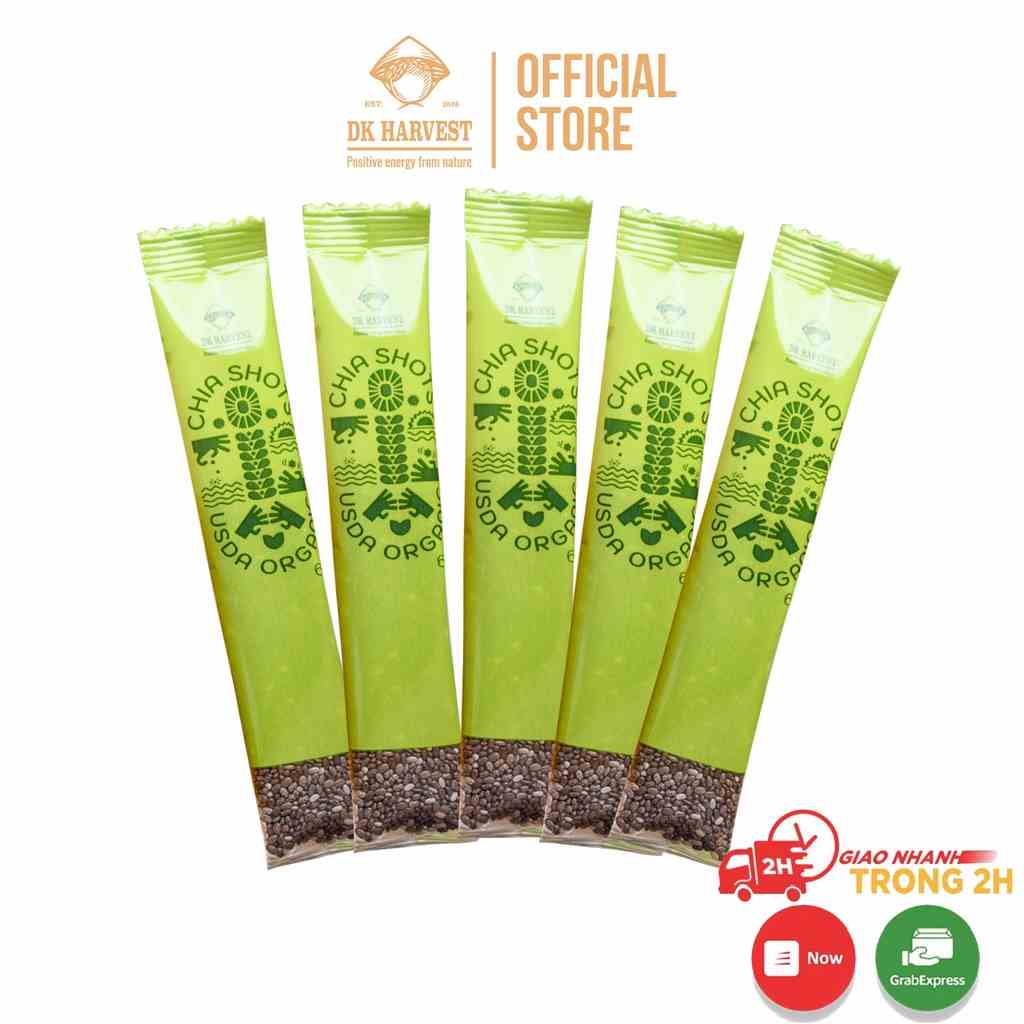 COMBO 5 Shot Hạt chia Organic DK Harvest nhập khẩu chính hãng - 6g/1shot - Ăn Giảm Cân - Eatclean - Tốt cho sức khoẻ