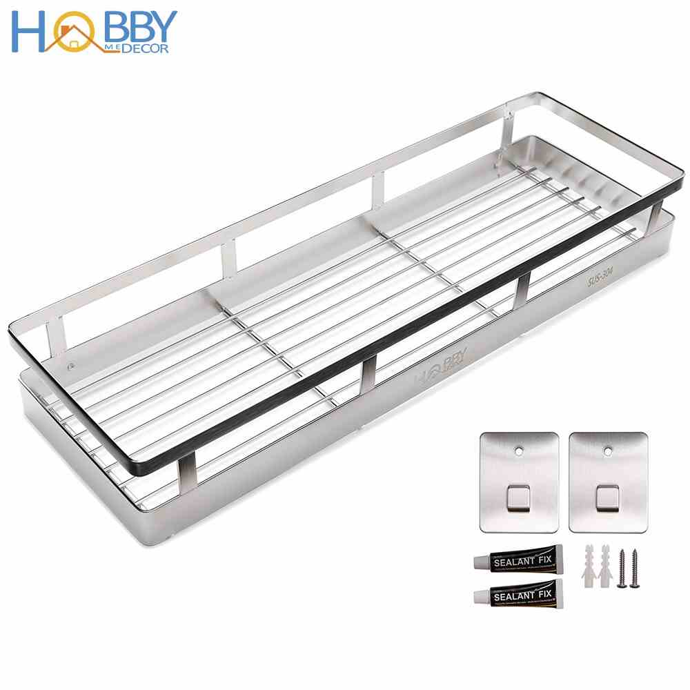 Kệ gia vị inox 304 dán tường Hobby home decor KGV 3 kích thước tùy chọn - không rỉ sét và kèm keo dán