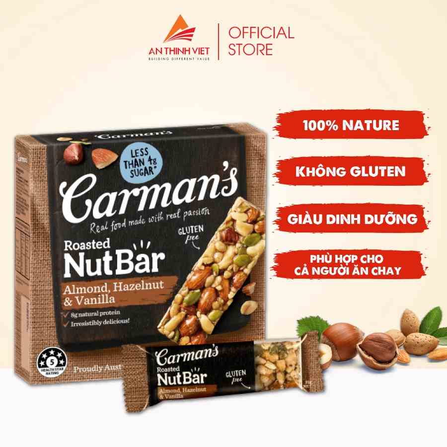 Thanh Hạt Carmans Nut Bar Hạnh Nhân, Hạt Phỉ, Vanilla - Almond, Hazelnut, Vanilla