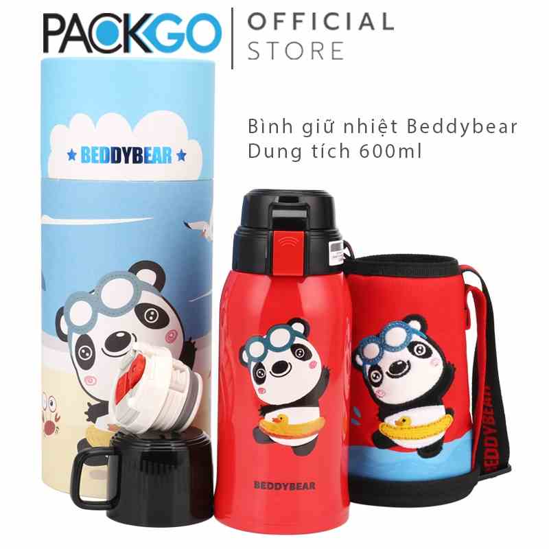 Bình giữ nhiệt trẻ em BEDDYBEAR - 2 Nắp thay thế - Gấu trúc - 600ml - RT103 - Chính hãng Beddy Bear