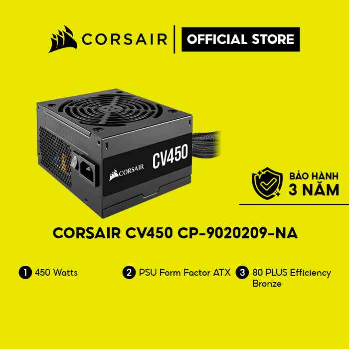 [Mã ELCL7 giảm 7% đơn 300K] Nguồn máy tính CORSAIR CV450 - 450W 80 Plus Bronze