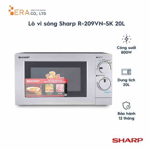 [Mã BMLTA35 giảm đến 35K đơn 99K] Lò vi sóng Sharp R-209VN-SK 20L