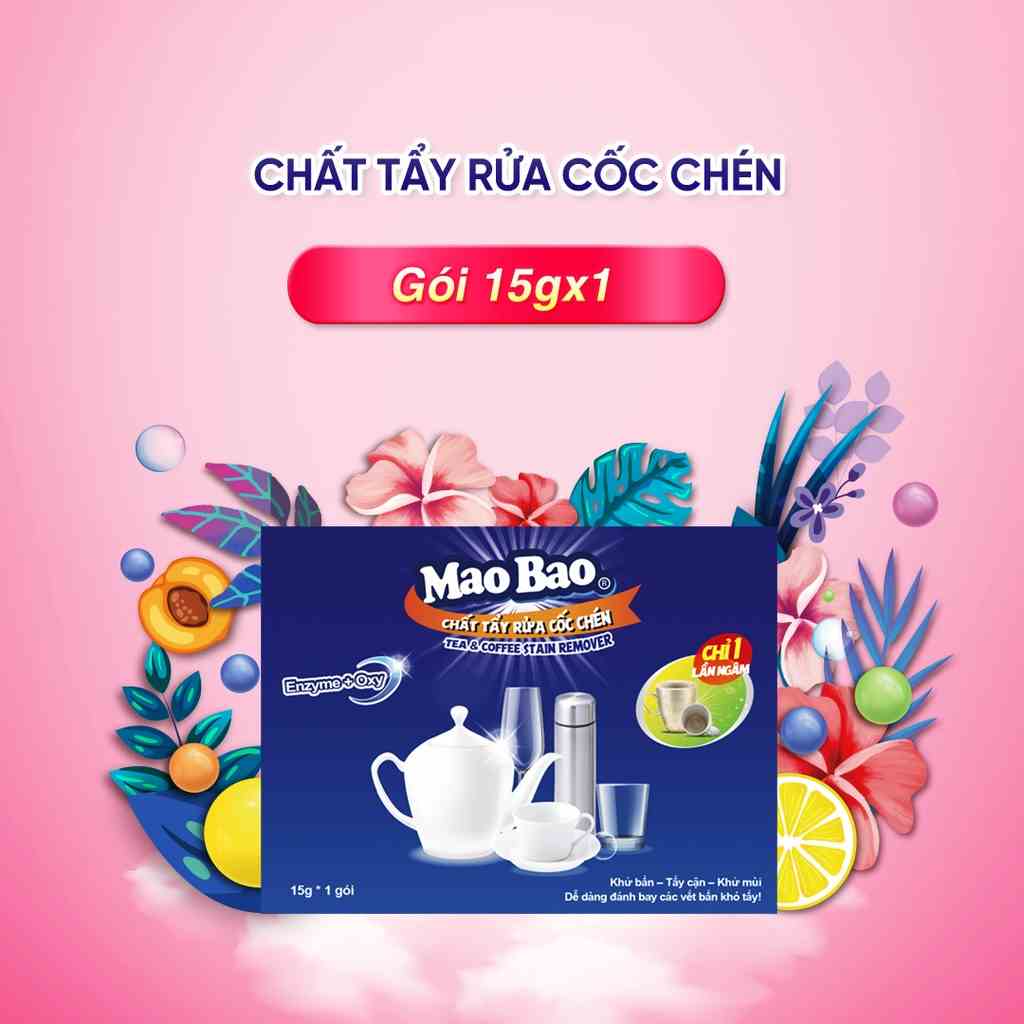 Chất Tẩy Rửa Cốc Chén - Tea & Coffee Stain Remover Mao Bao 15g x 1 gói