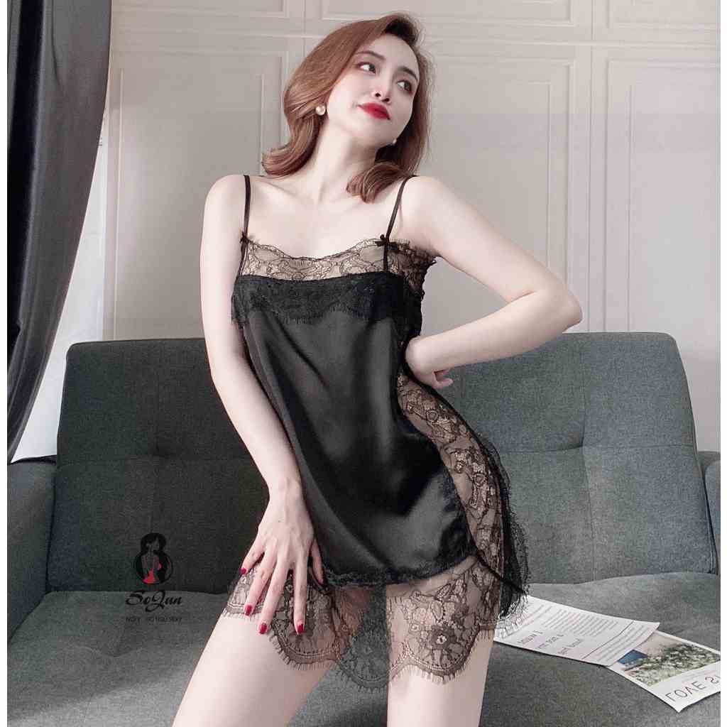 [Mã BMLT30 giảm đến 30K đơn 299K] Váy Ngủ nữ SOJUN Satin Ren Mi Xung Quanh Dưới 50kg