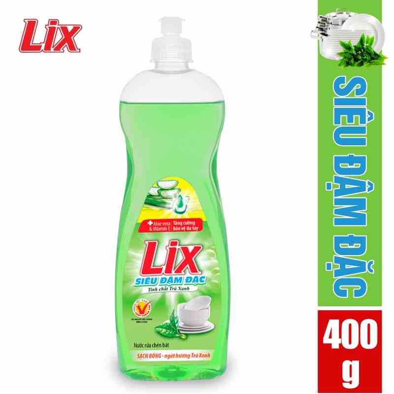 [Mã BMLTB35 giảm đến 35K đơn 99K] Nước rửa chén LIX siêu đậm đặc hương trà xanh 400g TX402