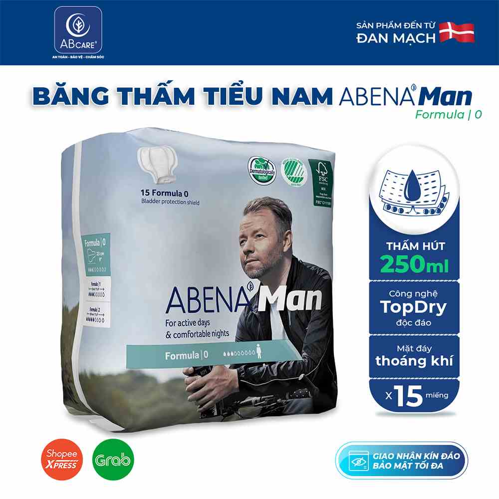 Băng thấm tiểu nam giới Abena Formula 0 - Nhập khẩu Đan Mạch (Gói 15 miếng)