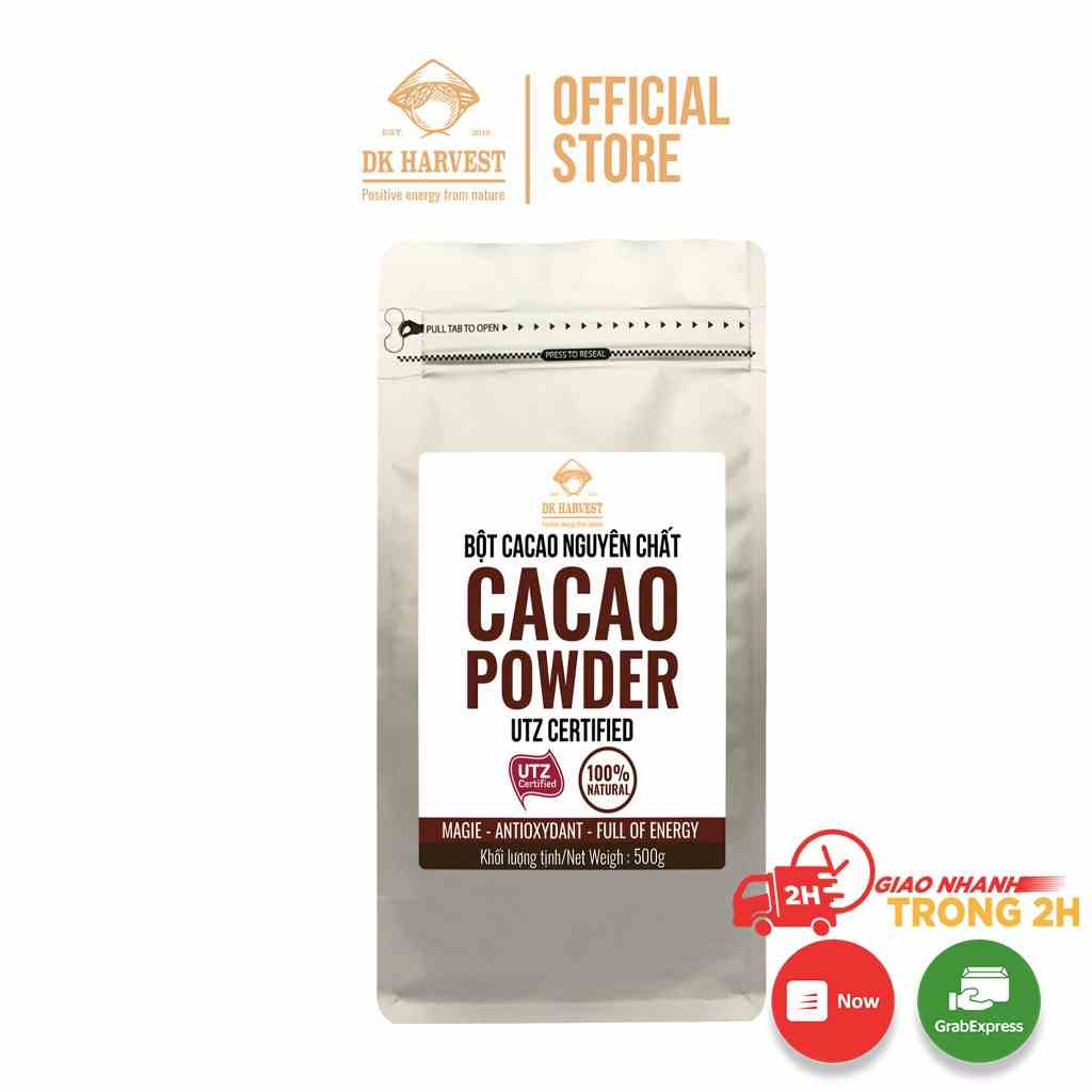 Bột Cacao Nguyên Chất DK Harvest - Túi 100g, 200g, 500g - Đồ Uống Cao Cấp, không pha trộn