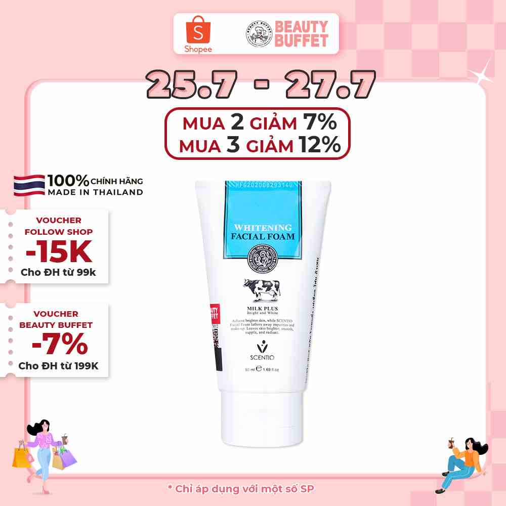 [Cleanser] Sữa rữa mặt tạo bọt làm trắng da Beauty Buffet Scentio Milk Plus Q10 50ml