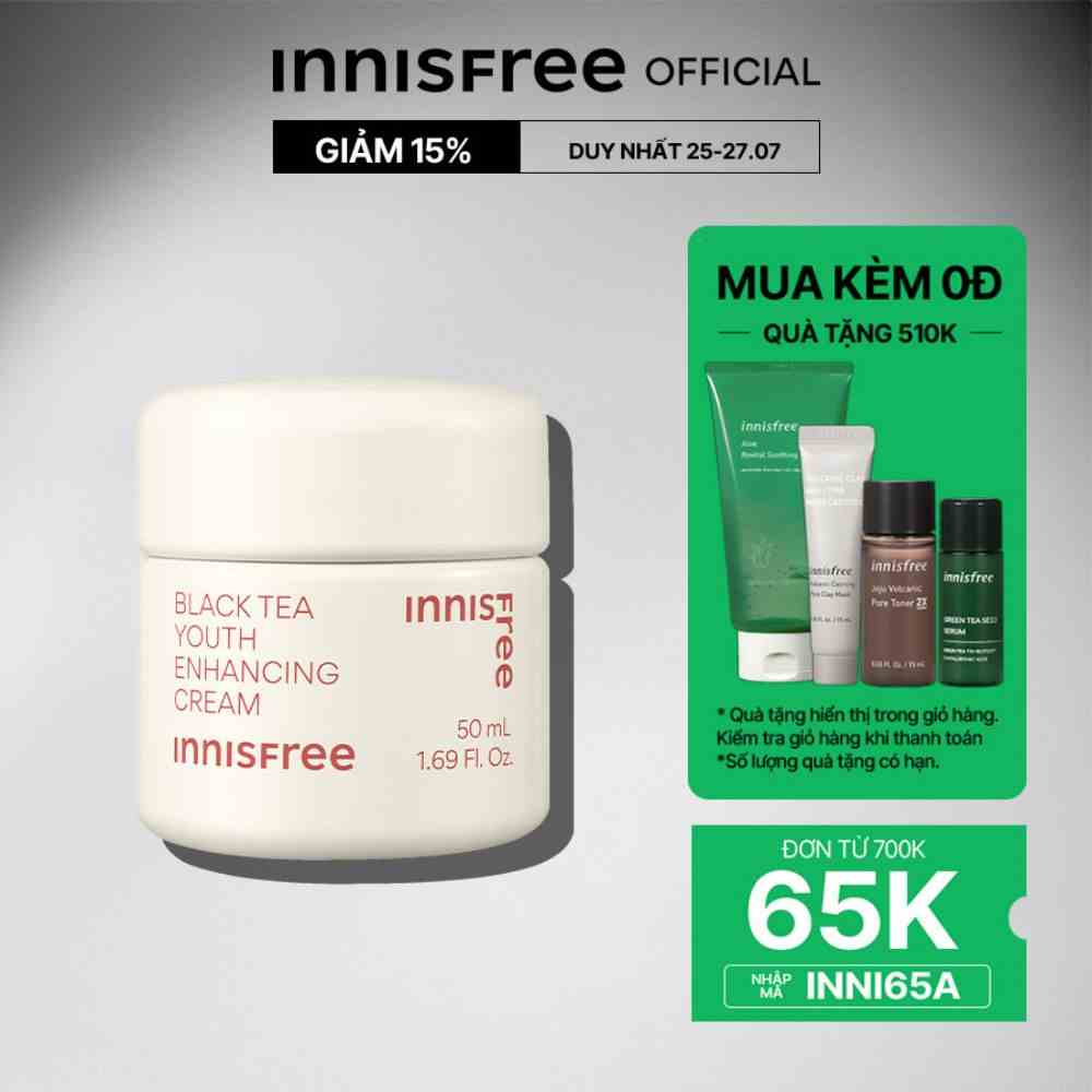 Kem dưỡng da ban đêm ngăn ngừa lão hóa từ trà đen innisfree Black Tea Enhancing Cream 50 mL (New 2023)