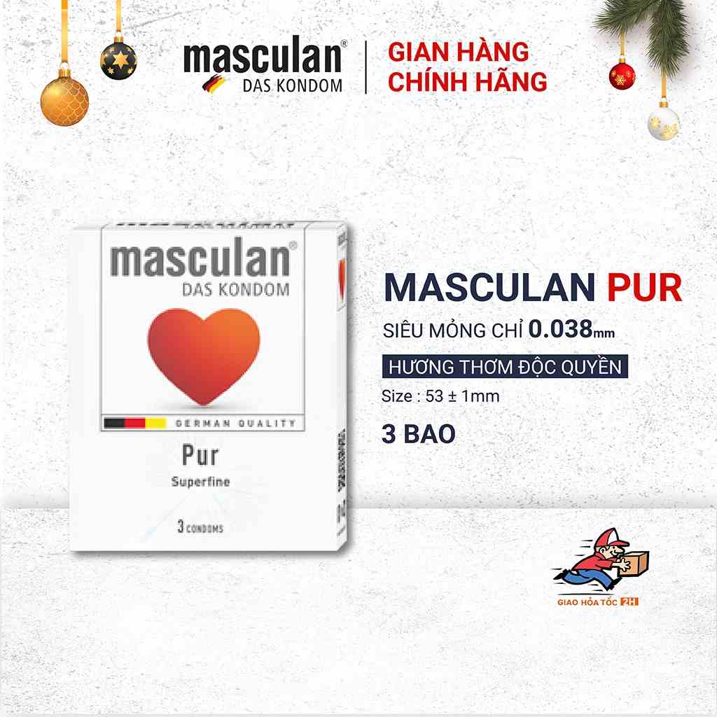 [Mã BMLT35 giảm đến 35K đơn 99K] Bao cao su siêu mỏng Masculan Pur Superfine - Hương thơm độc quyền - Thêm gel bôi trơn