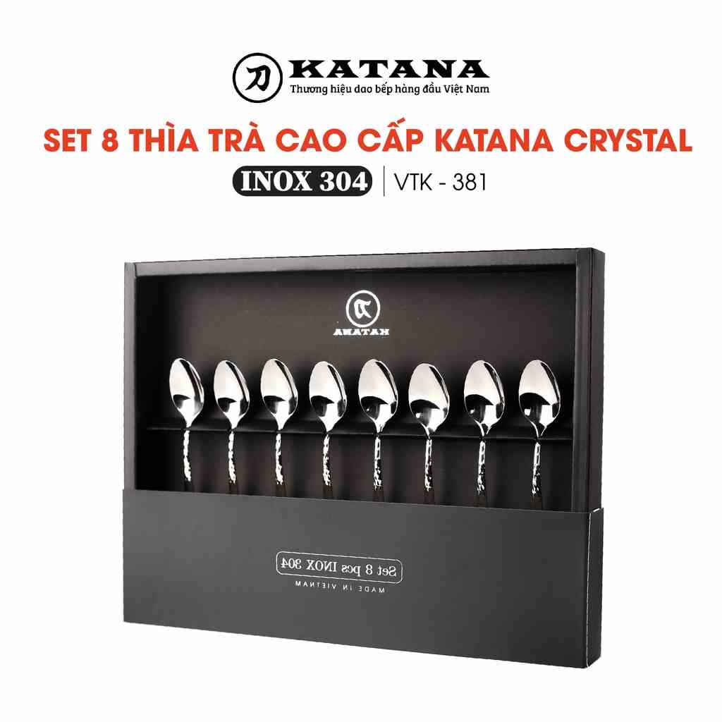 Bộ thìa uống trà, cafe inox pha lê KATANA Crystal VTK381 8 món