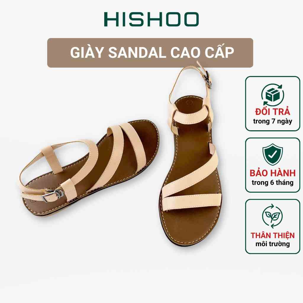 Giày Sandal Nữ đi học Thời Trang biển Hishoo Quai Chéo hậu Dây Mảnh Cao Cấp S051