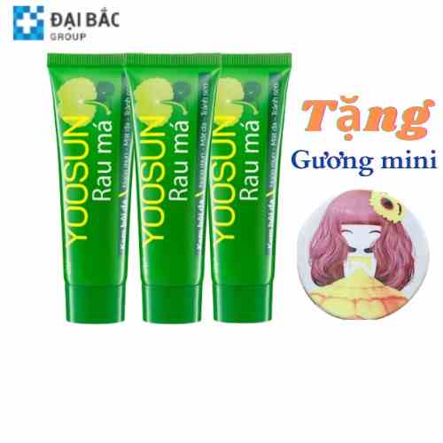 [CHÍNH HÃNG] Combo 3 tuýp YOOSUN RAU MÁ ngừa mụn dưỡng da hiệu quả 25g - tặng kèm một gương mini bỏ túi cực xinh