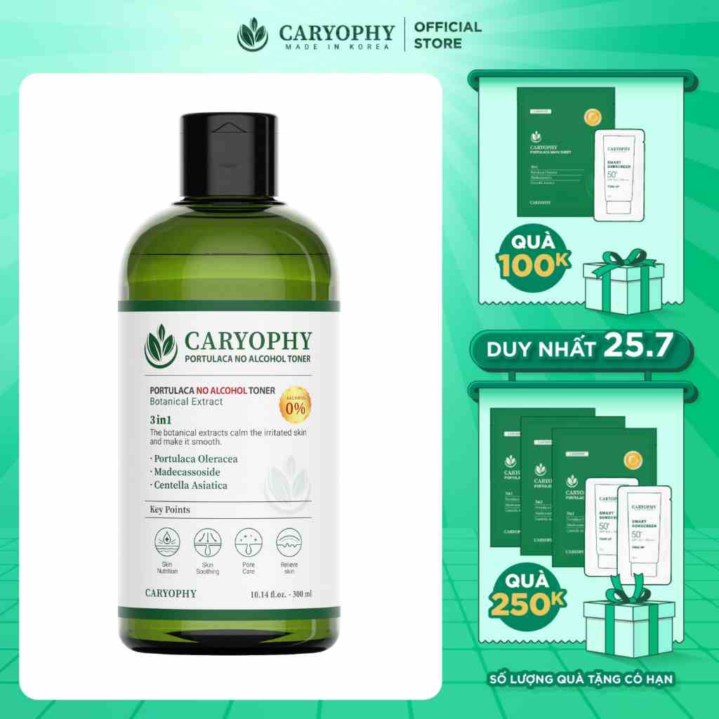 Toner cho da mụn Caryophy Portulaca 300ml