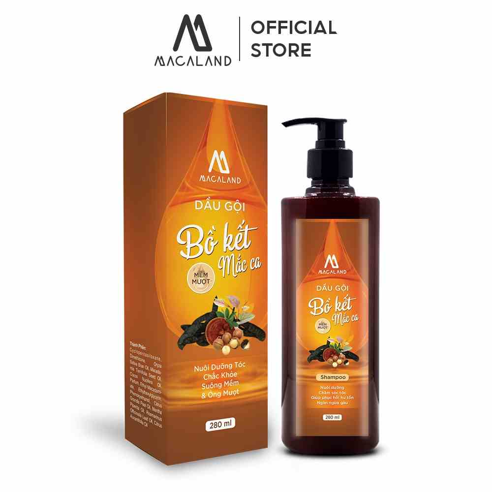 Dầu gội Bồ Kết – Mắc ca 280ml/500ml MACALAND cho tóc mềm mượt óng ả