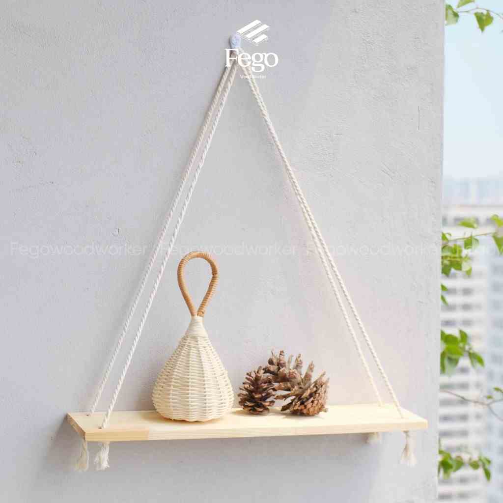 [Mã BMLTB35 giảm đến 35K đơn 99K] Kệ gỗ treo tường dây thừng FEGO decor trang trí nhà cửa