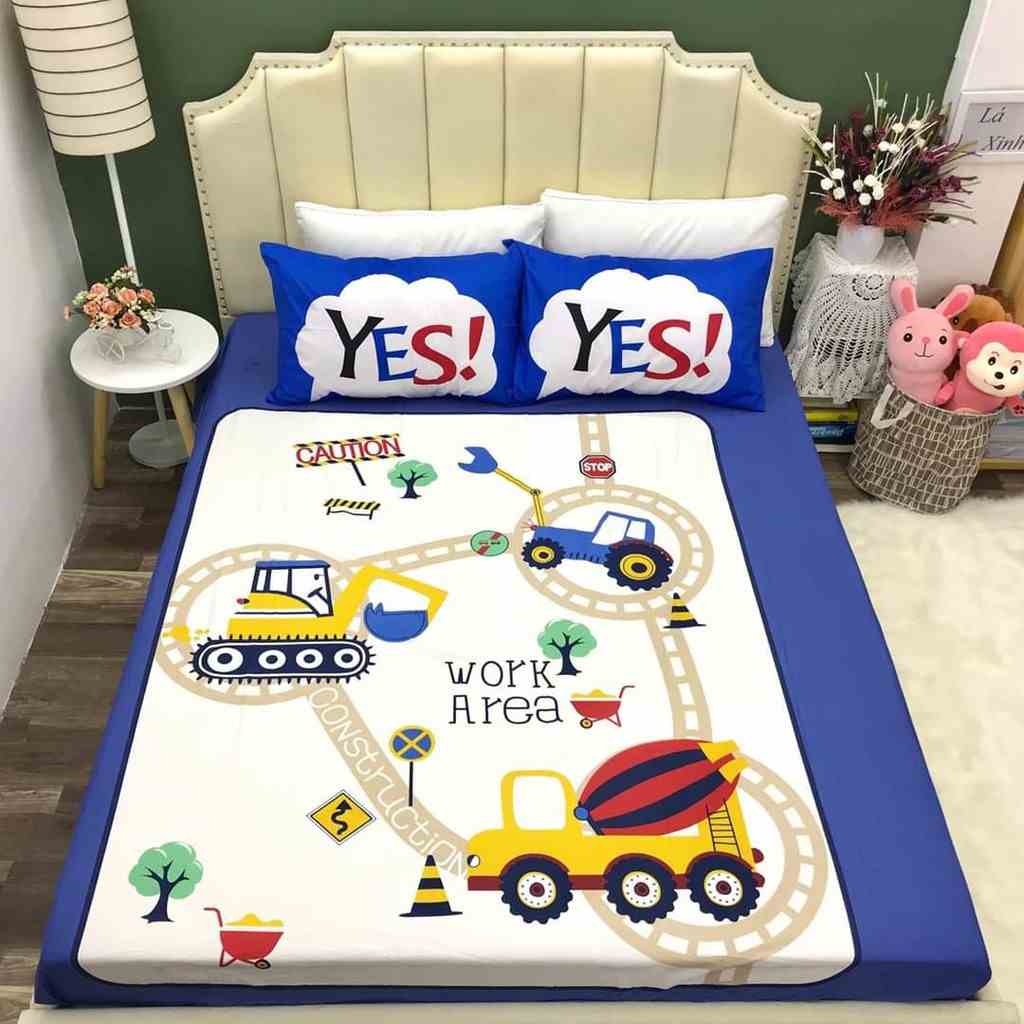 Bộ Ga Gối Cotton 3D Cho Bé HIN BEDDING Họa Tiết Đáng Yêu Hình In Cao Cấp Sắc Nét Đủ Kích Thước Theo Yêu Cầu