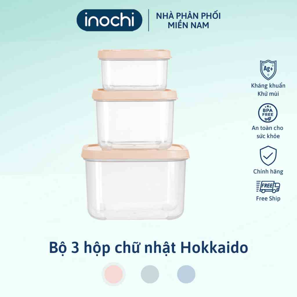 Hộp thực phẩm vuông inochi, nhựa PP nguyên sinh an toàn, không gây hại, chịu nhiệt 140 độ C