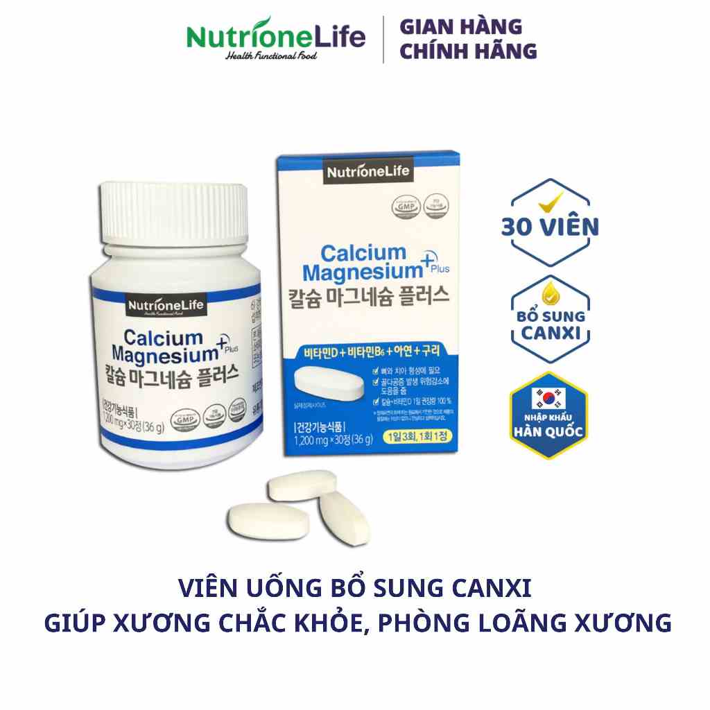 Viên Uống NUTRIONELIFE Calcium Magnesium Plus Bổ Sung Canxi Phát Triển Chiều Cao, Giúp Xương Chắc Khỏe 30 Viên