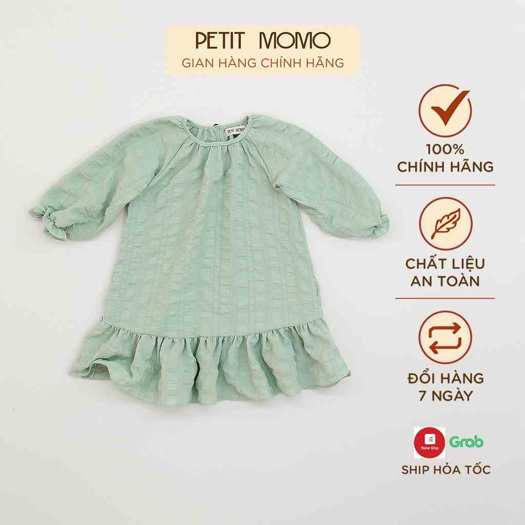 Váy Bé Gái 16 tuổi Cổ Tròn PETIT MOMO Vải Thô Nhăn Mềm Mịn Cho Bé H087