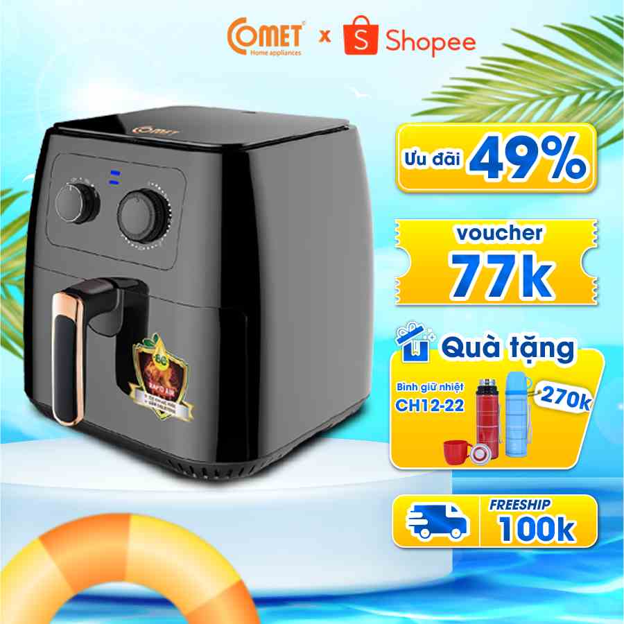 [Mã ELCMVIP1 giảm 10% đơn 699K] Nồi chiên không dầu (Big size) 8L COMET - CM6856