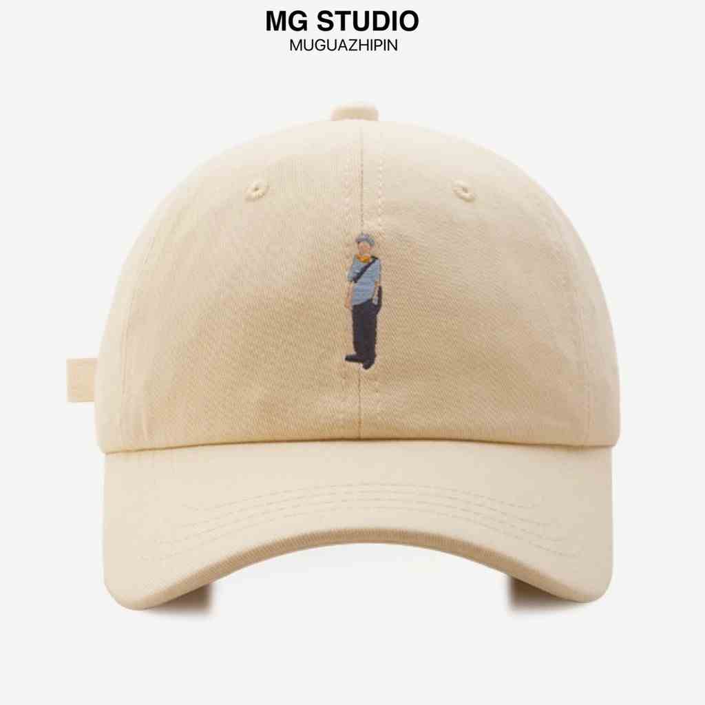 Mũ lưỡi trai MG STUDIO thêu họa tiết người đàn ông hoạt hình kiểu dáng thời trang