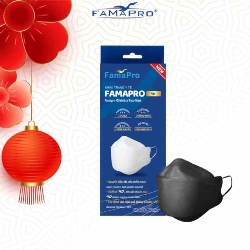 [HỘP10 CÁI] Khẩu trang y tế cao cấp kháng khuẩn 3 lớp Famapro 4D