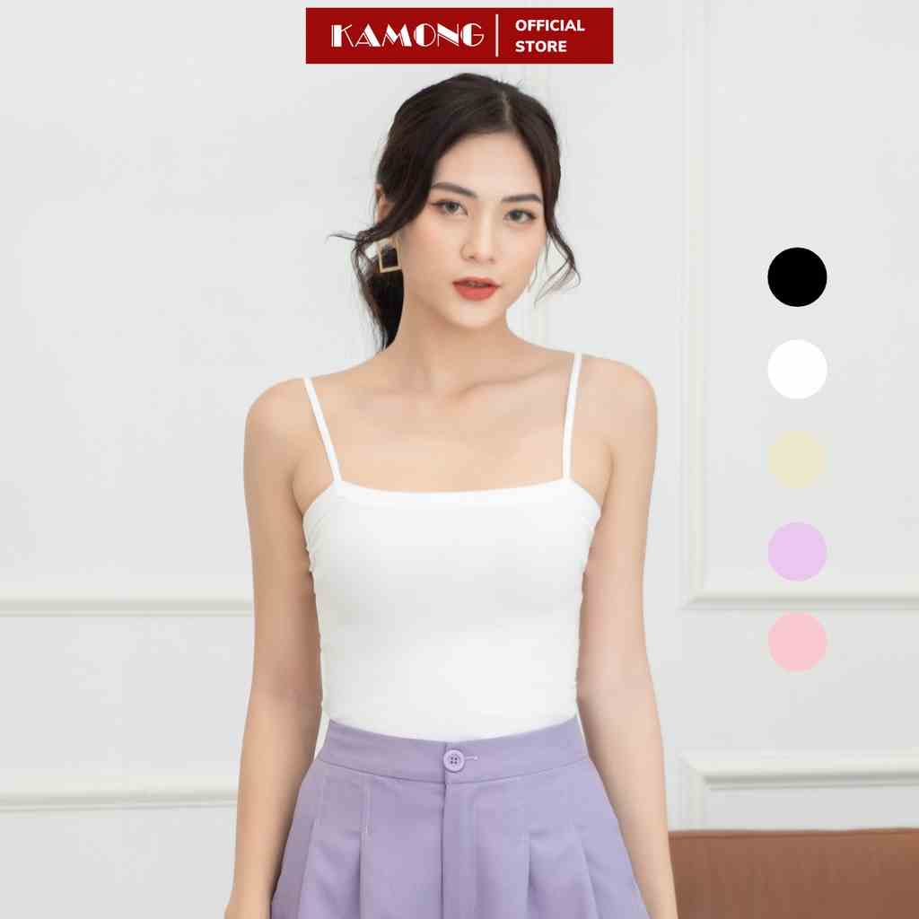 Áo hai dây thun nữ cao cấp KAMONG vải cotton 100% co dãn tốt A133