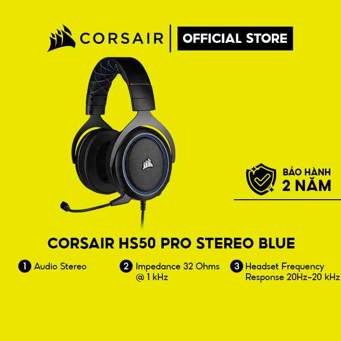 [Mã ELCL7 giảm 7% đơn 300K] Tai nghe Corsair HS50 PRO Stereo Blue CA-9011217-AP