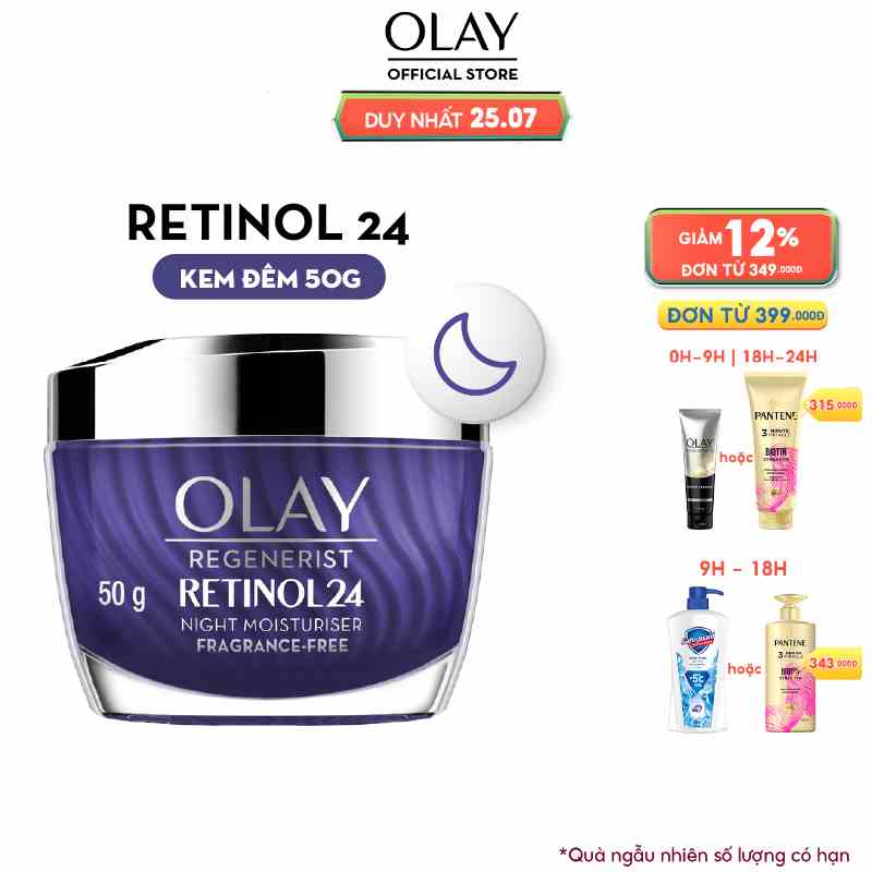 Kem Dưỡng Ẩm Ban Đêm Thúc Đẩy Tái Tạo Da & Mờ Nếp Nhăn OLAY REGENERIST Chứa Chiết Xuất RETINOL24 50G