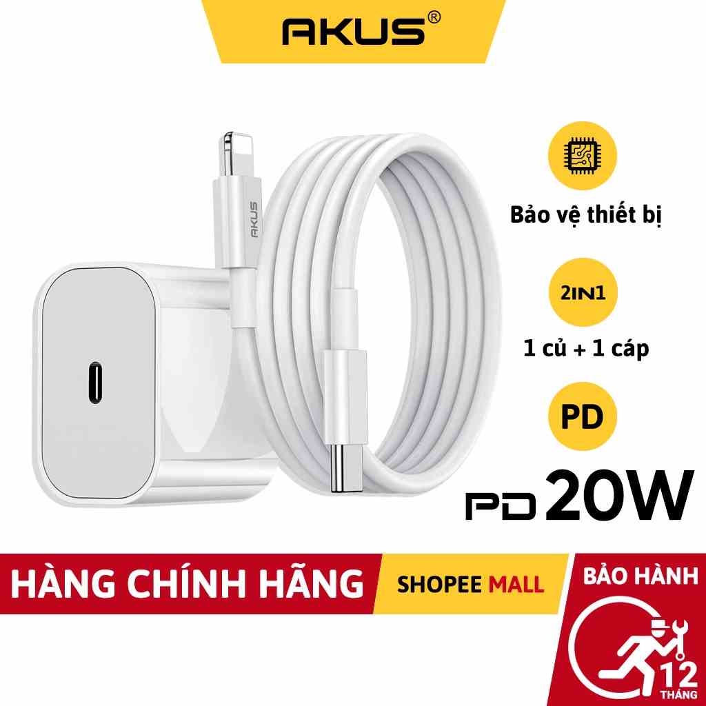 Combo sạc nhanh PD 20W - CB20W-HÀNG BẢO HÀNH 12 THÁNG-Akus