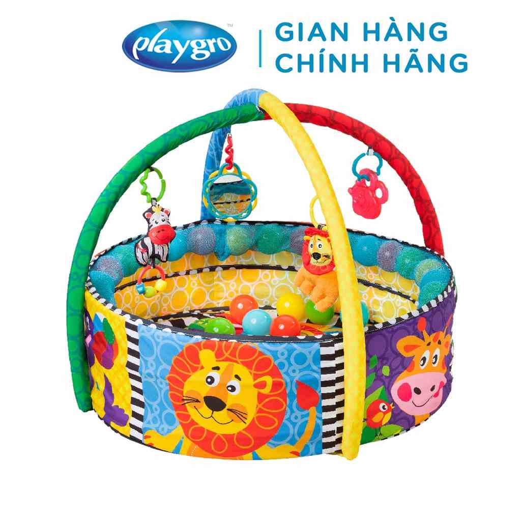 Nhà banh có đồ chơi treo nôi Ball Activity Nest Playgro, cho bé sơ sinh đến 24 tháng