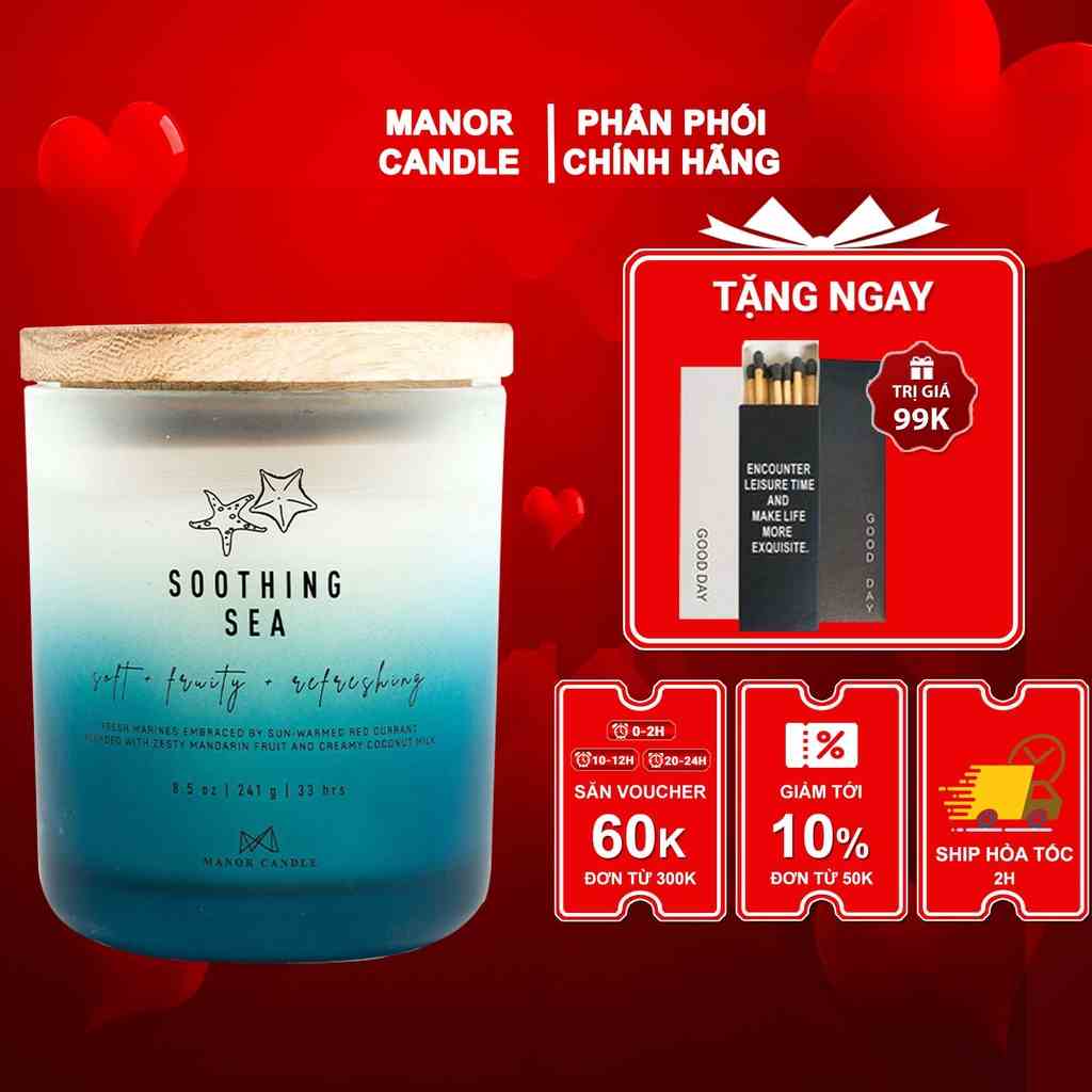 Nến Thơm Manor Candle Hương Soothing Sea Bấc Gỗ Size 8.8 oz 241g, Manor Candle