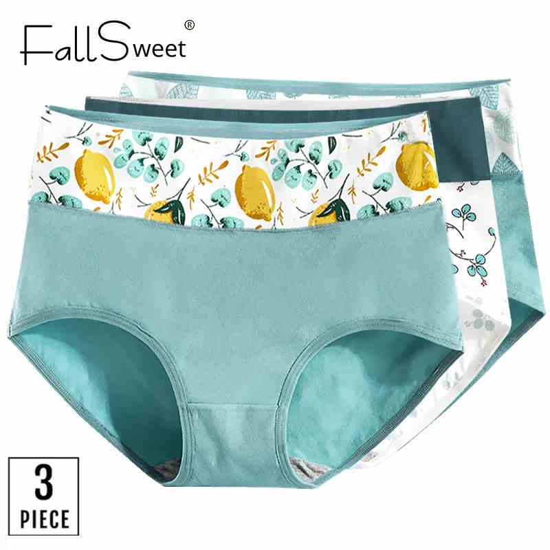 Set 3 Quần Lót Cotton Nữ FallSweet Lưng Cao In Hình Đáng Yêu Mặc Thoải Mái