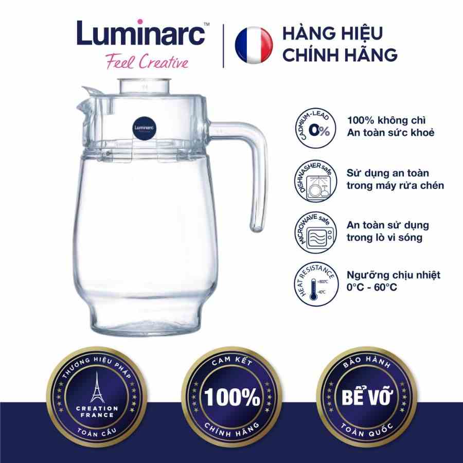 [Mã BMLTA35 giảm đến 35K đơn 99K] Bình Nước Thuỷ Tinh Luminarc Tivoli 1.6L- LUBIG2674